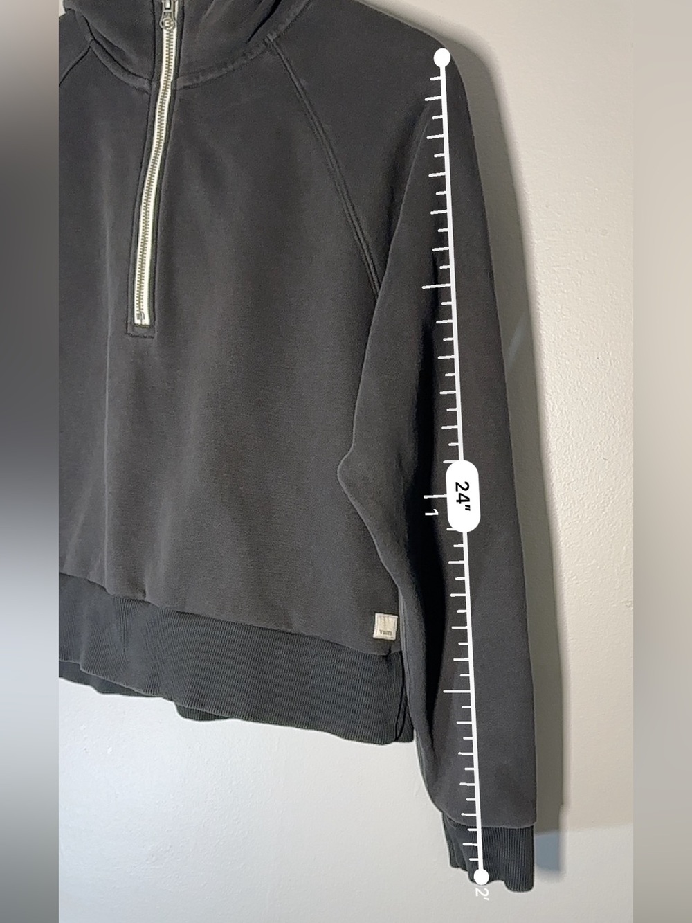 Vuori Restore Half-Zip Hoodie in Washed Black Medium - Picture 13 of 13